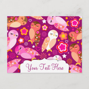 Carte Postale Chouettes de paix et d'amour