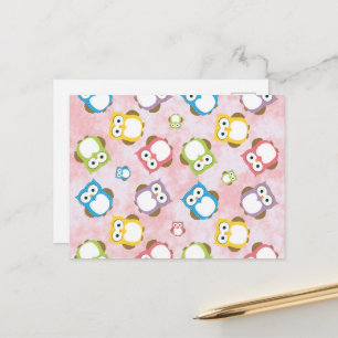 Carte Postale Chouettes Mignonnes, Motif de Hiboux, Hiboux Color