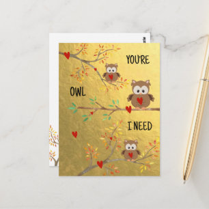 Carte Postale Chouettes mignonnes   Tu es la chouette dont j'ai 