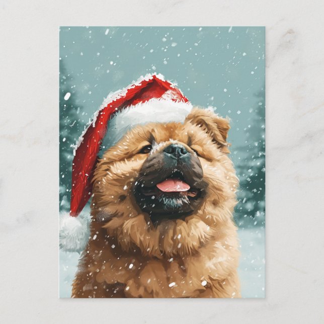 Carte Postale Chow Chow Noël (Devant)