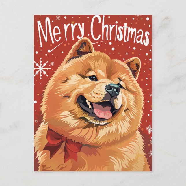 Carte Postale Chow Chow Noël (Devant)