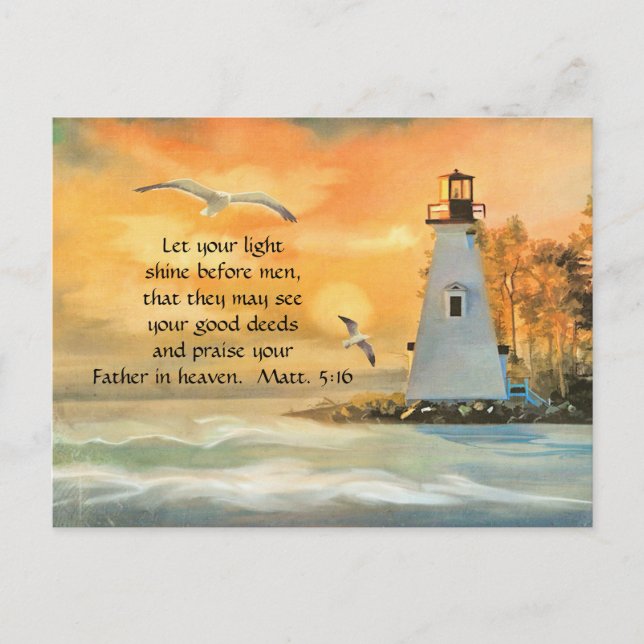 Carte postale chrétienne des mouettes du phare ave (Devant)