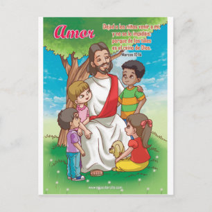 Carte postale chrétienne - Jésus et les enfants