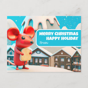 Carte Postale Chrismas Town Mice a apporté un cadeau