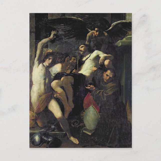 Carte Postale Christ adoré par les anges, Saint Sébastien (Devant)