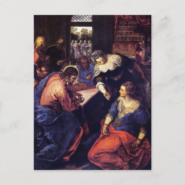 Carte Postale Christ avec Marie et Marthe par Tintoretto (Devant)