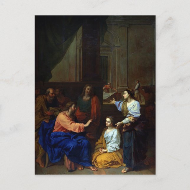 Carte Postale Christ avec Martha et Marie (Devant)