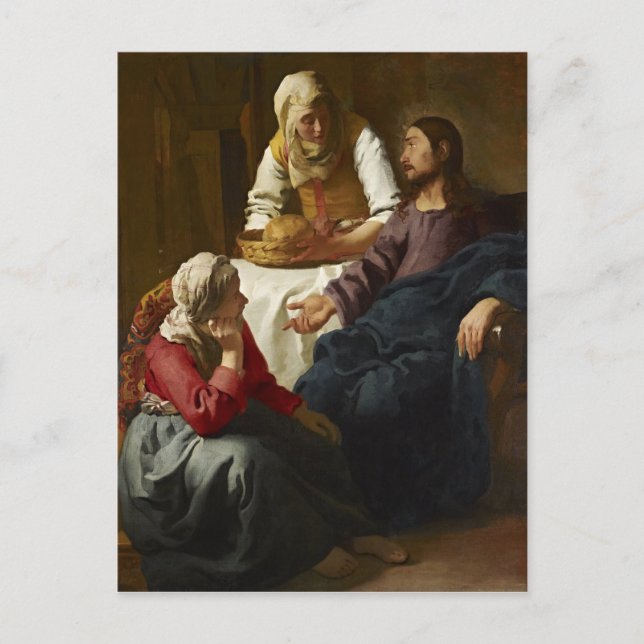 Carte Postale Christ dans la Maison de Marthe et Marie (Vermeer) (Devant)