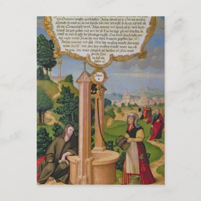 Carte Postale Christ et la femme de Samarie au puits de Jacob (Devant)