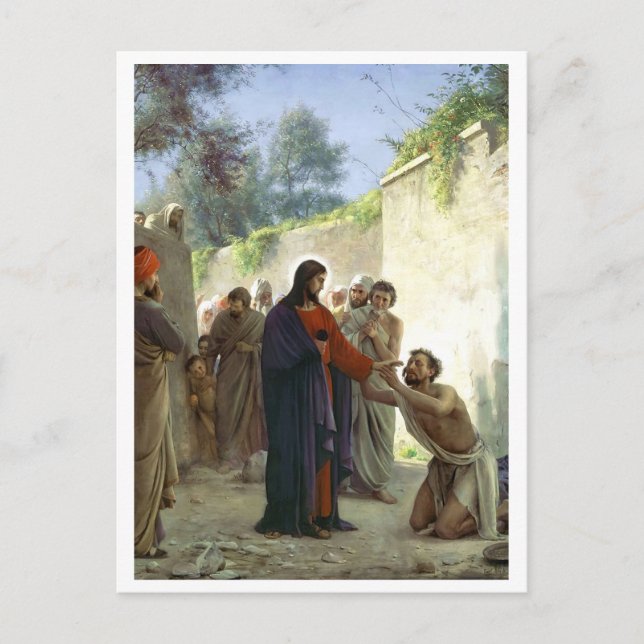 Carte Postale Christ guérir l'homme aveugle (Devant)