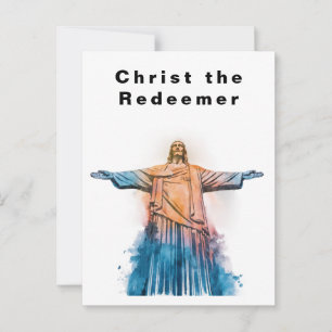 Carte Postale Christ le Rédempteur Rio de Janeiro Aquarelle 