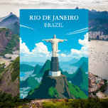 Carte Postale Christ Rédempteur, Brésil Rio de Janeiro Vintage<br><div class="desc">Découvrez la grandeur du Brésil avec cette carte postale vintage représentant l'emblématique statue du Christ Rédempteur dominant Rio de Janeiro. Surplombant la ville depuis la montagne du Corcovado, ce majestueux symbole de foi et d'unité est encadré par l'horizon animé et les paysages luxuriants de Rio. Avec son design rétro, cette...</div>