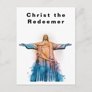 Carte Postale Christ Rédempteur Rio de Janeiro Aquarelle