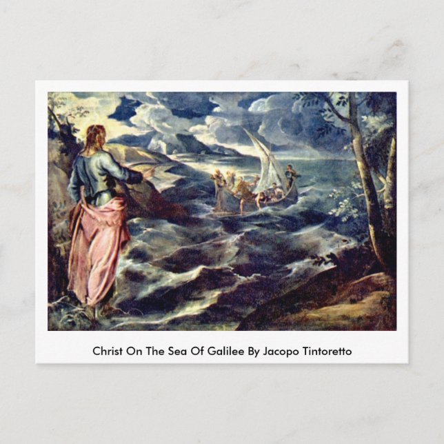 Carte Postale Christ Sur La Mer De Galilée Par Jacopo Tintoretto (Devant)