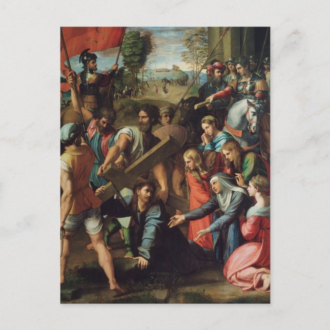 Carte Postale Christ tombe sur le chemin du Calvaire par Raphael (Devant)