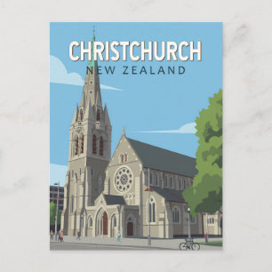 Carte Postale Christchurch Nouvelle-Zélande Illustration Art de 