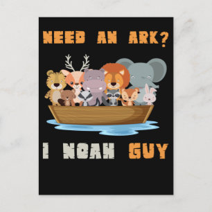 Carte Postale Christian Cute Animaux Noah Ark Pun Religieux