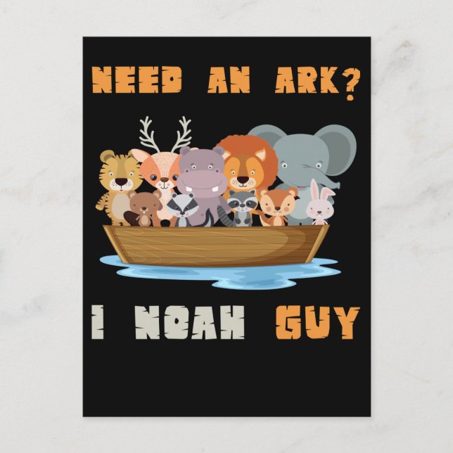 Carte Postale Christian Cute Animaux Noah Ark Pun Religieux (Devant)