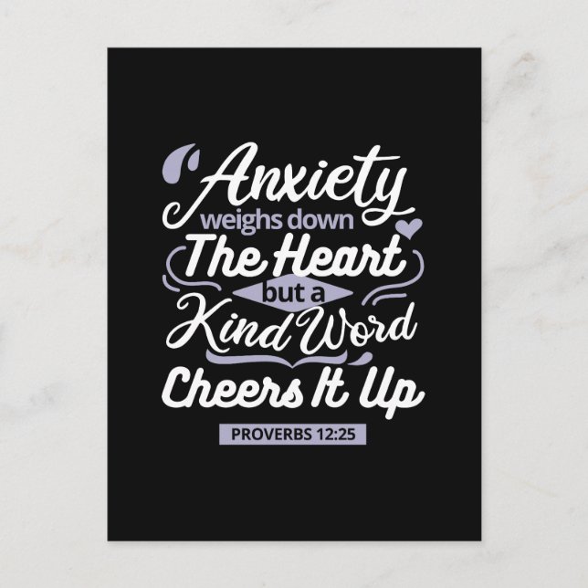 Carte Postale Christian Encouragement Quote – Anxiety & Kindness (Devant)