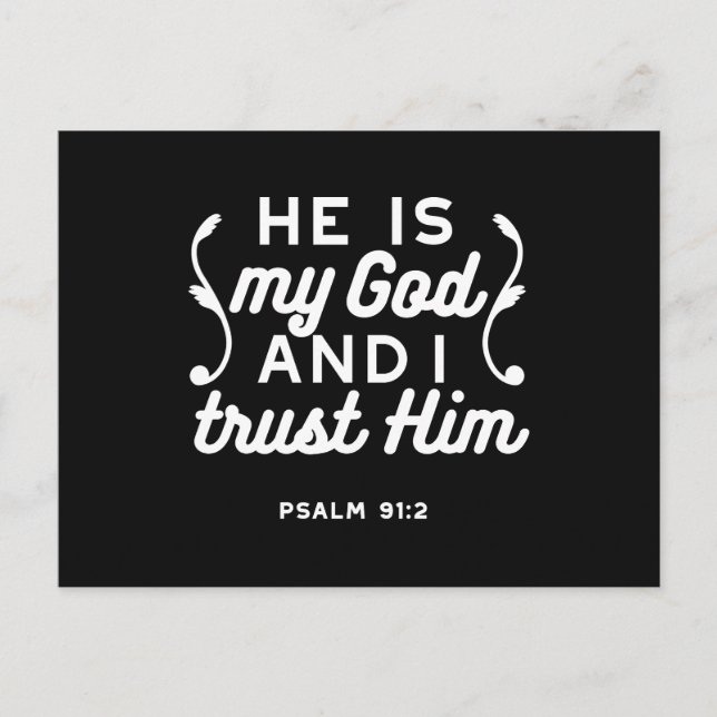 Carte Postale Christian Faith Quote – Trust in God Psalm 91:2 (Devant)