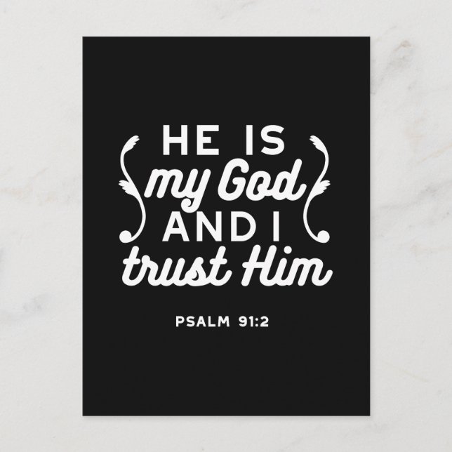 Carte Postale Christian Faith Quote – Trust in God Psalm 91:2 (Devant)