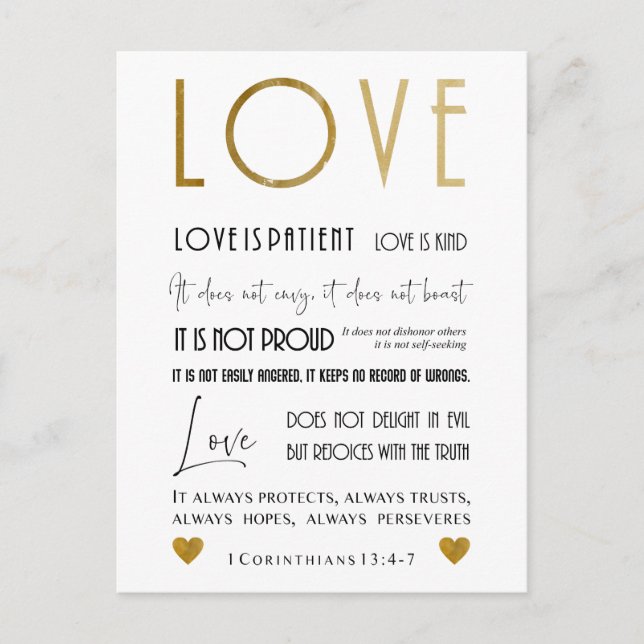 Carte Postale Christian Love Bible verse Typographie Chic (Devant)