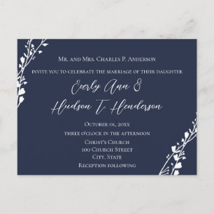 Carte Postale Christian Wedding Invitation Rich Deep Blueberry