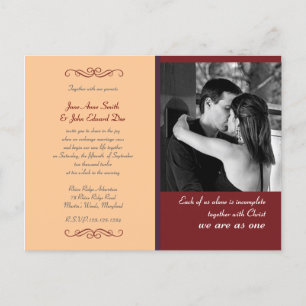 Carte Postale Christian Yellow & Red Custom Wedding Invitation