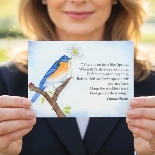 Carte Postale Christina Rossetti "Spring" Poem with Bluebird (Créateur téléchargé)
