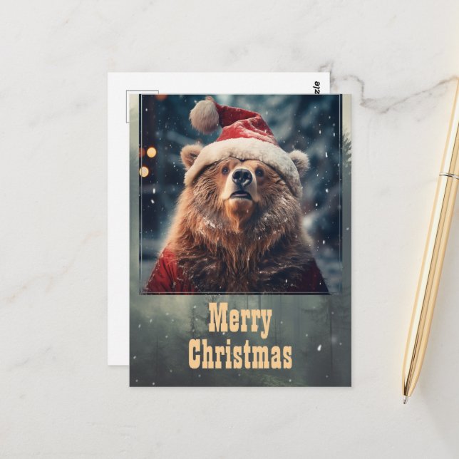 Carte Postale Christmas Bear (Devant/Arrière en situation)