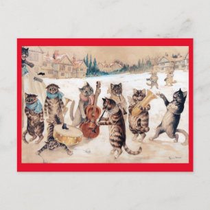 Carte Postale Christmas Carol Singing, Louis Wain Postcard