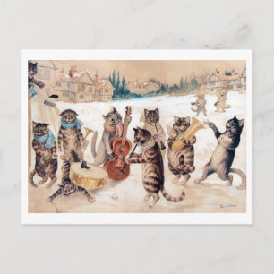 Carte Postale Christmas Carol Singing, Louis Wain Postcard