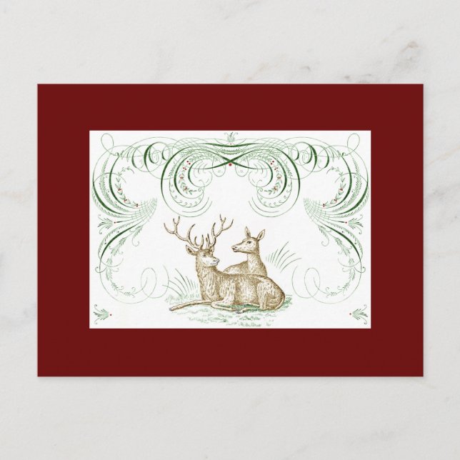 Carte postale Christmas Deer "Cher Père Noël" (Devant)