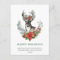 Christmas Deer Poinsettia Christmas Corporate Post