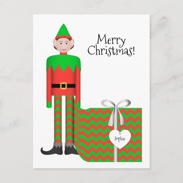 Carte Postale Christmas Elf - Forfait Cadeau Chevr (Devant)
