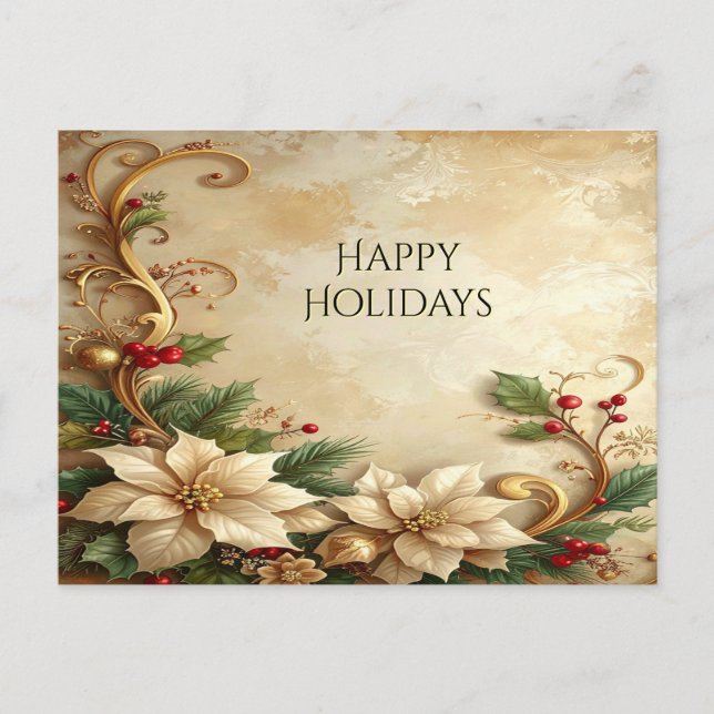 Carte Postale Christmas Floral Holiday Postcard (Devant)