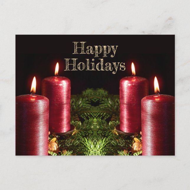 Carte Postale Christmas Greeting Red Candles Winter Holidays (Devant)