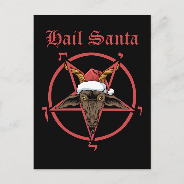 Carte Postale Christmas Hail Père Noël Satanism Goat Satan Bapho (Devant)