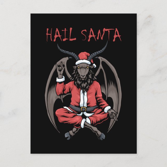 Carte Postale Christmas Hail Père Noël Satanisme Goat Baphomet (Devant)