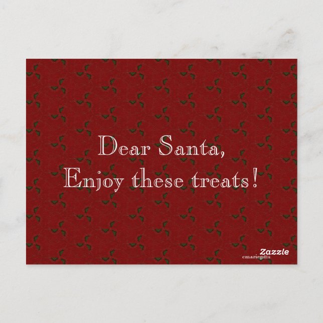 Carte Postale Christmas Holly (Dos)