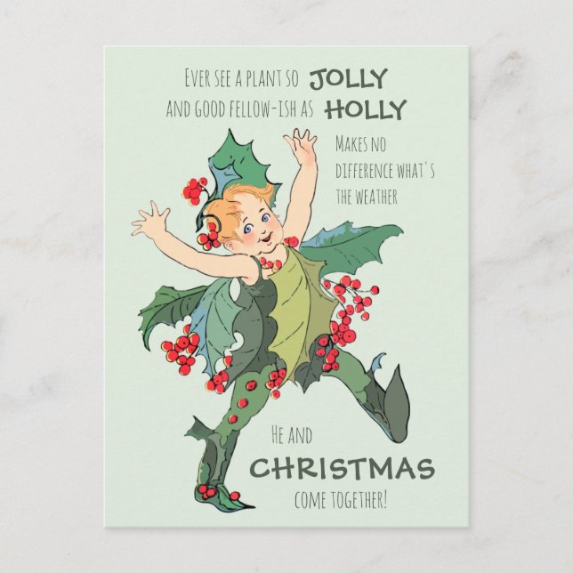 Carte Postale Christmas Holly enfant Elizabeth Gordon CC1076 (Devant)