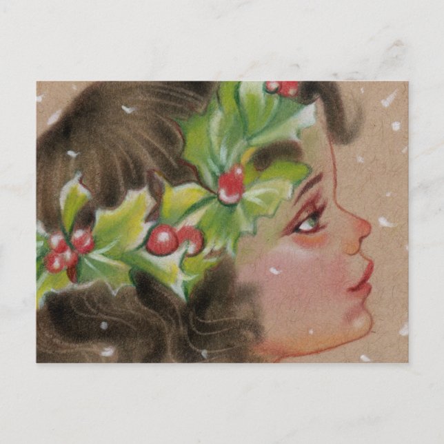 Carte postale Christmas Holly Ivy Girl (Devant)
