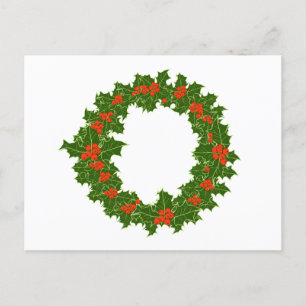 Carte Postale Christmas Holly Wreath