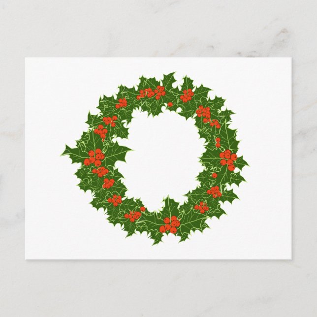 Carte Postale Christmas Holly Wreath (Devant)