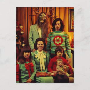 Carte Postale Christmas Horror Retro 1970 era Family Portrait
