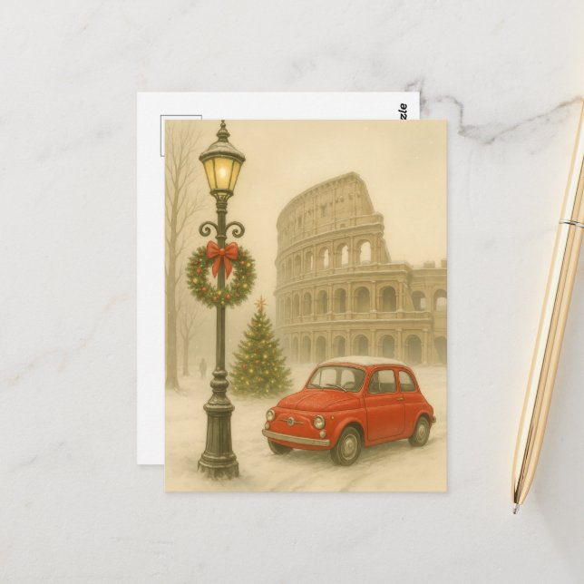 Carte Postale Christmas in Rome Italy – Holiday Art Gift  (Devant/Arrière en situation)