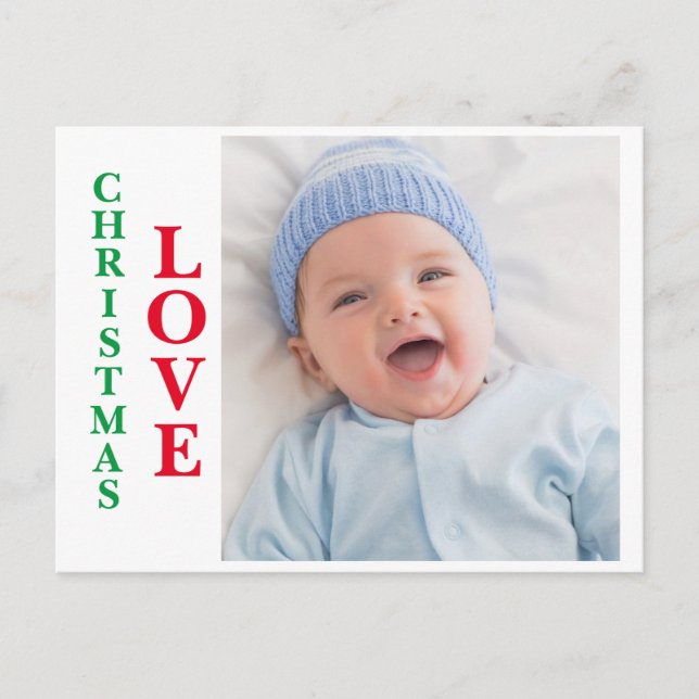 Carte Postale Christmas Love Photo Red Green Typography Holiday (Devant)