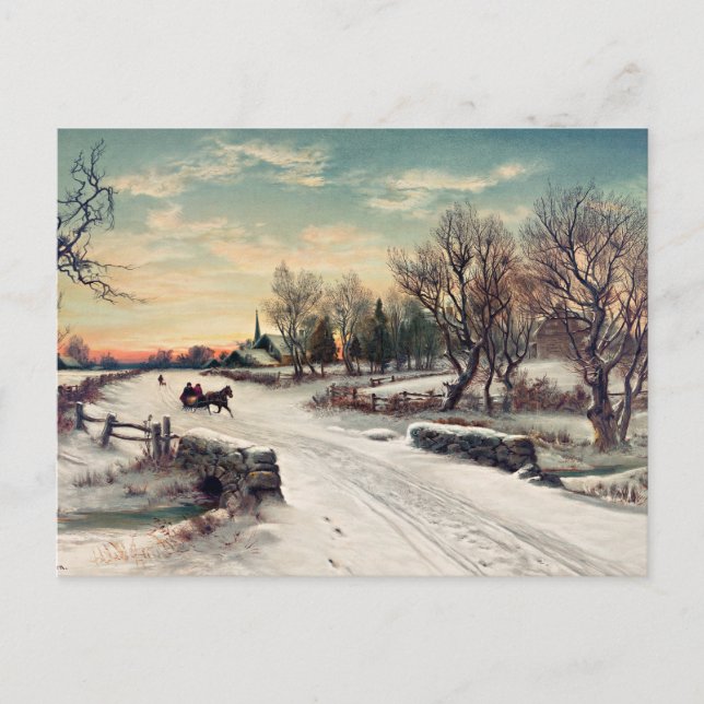 Carte Postale Christmas Morn, peinture d'art, (Devant)