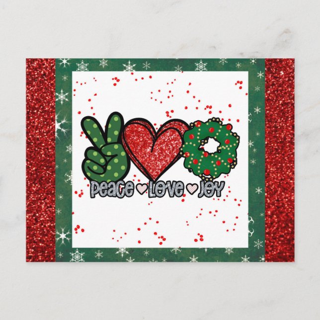Carte Postale Christmas Peace Love Joie (Devant)