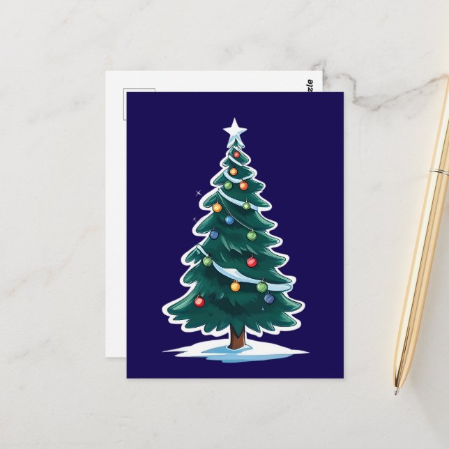 Carte Postale Christmas Tree (Devant/Arrière en situation)